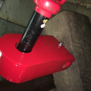 This hitch had a worn hole due to using a smaller pin. It was repaired by boring it out and sleeving it to fit a smaller pin.